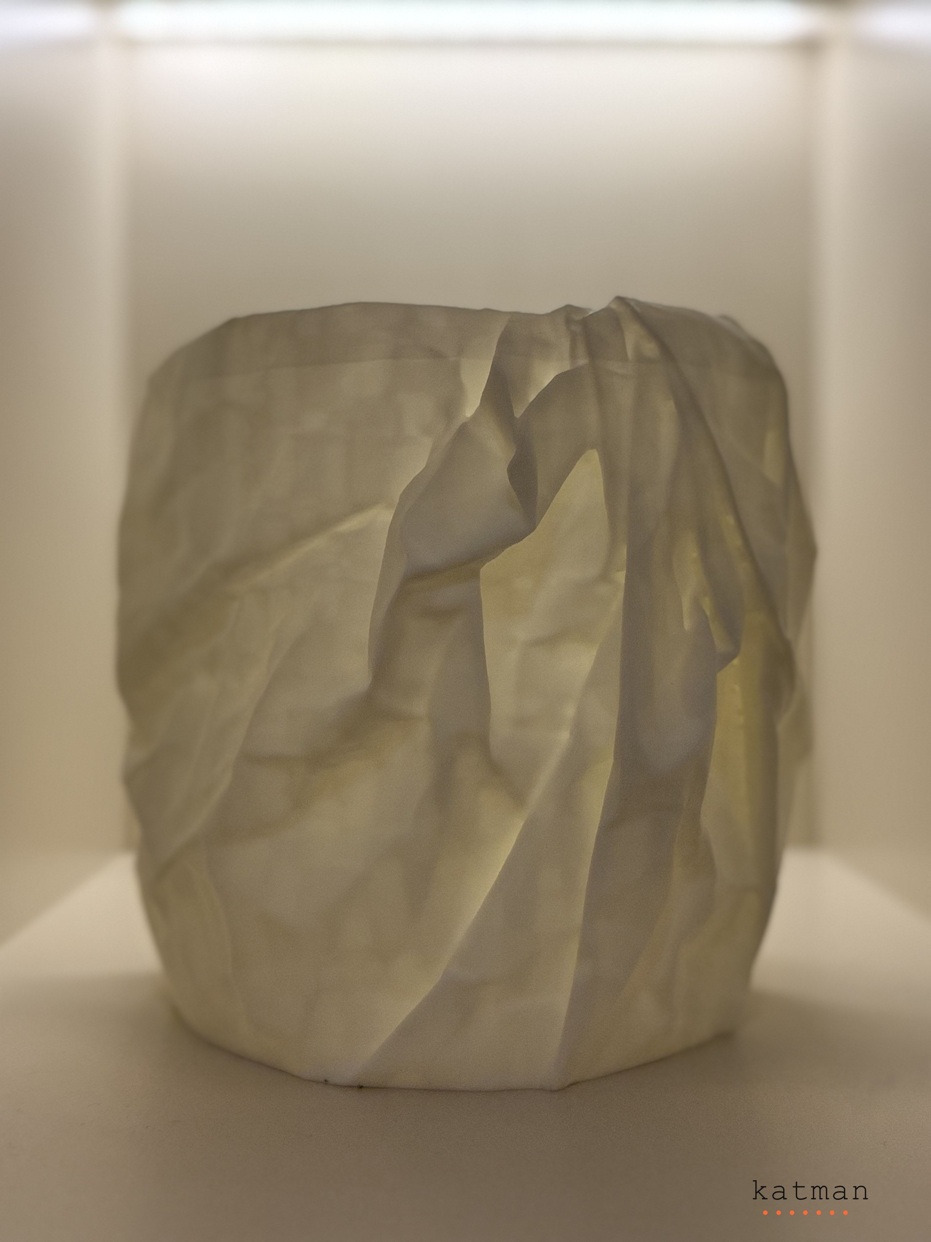 Buruşturulmuş Kalemlik Beyaz - 3D Baskı Dekoratif Ürün 